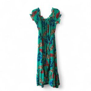 Belle Vere off the shoulder ruffle wrap maxi dress Green Floral size Medium